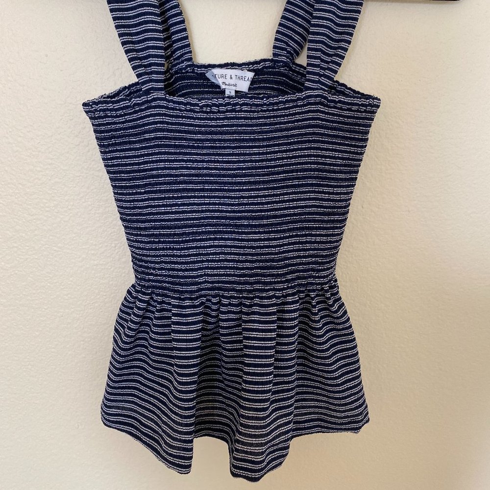Madewell Texture & Thread Blue Striped Top NWOT S